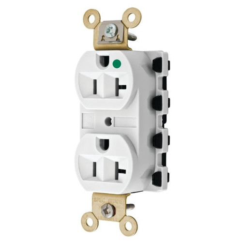 Hubbell Snap-On 20 Amp 125 Volt Hospital-Grade Snapconnect Duplex Standard Outlet (White)