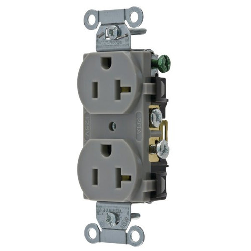 Hubbell Duplex Receptacle Commercial Grade 20a 125v 5-20 Gray, Package Of 10