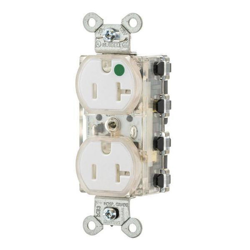 Hubbell Wiring Snapconnect 20a 125v Hospital Tr Illuminated Duplex Recp White