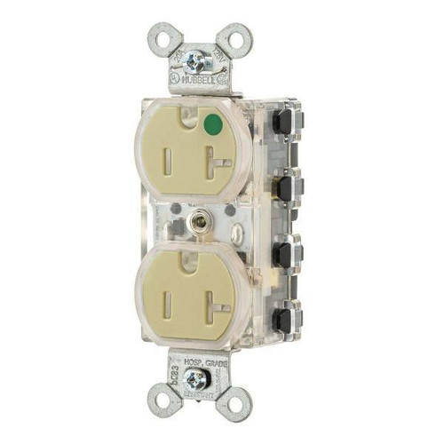 Hubbell Wiring Snapconnect 20a 125v Hospital Tr Illuminated Duplex Recp Ivory