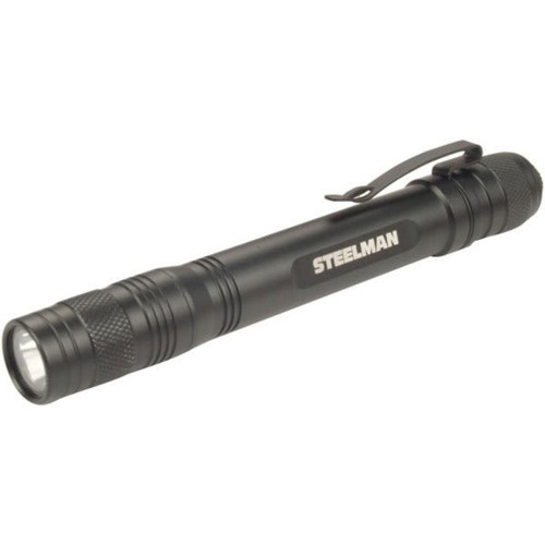 Steelman 2aa Led 95 Lumen Pen Light With Pocket Clip Black