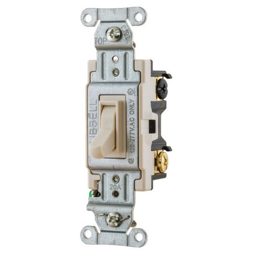 Hubbell 20 Amp 3-Way Toggle Back/Side-Wired Light Switch (Almond)