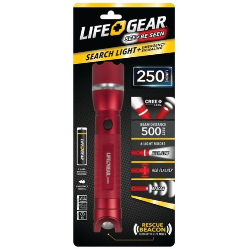 Life+gear Emergency Search Light And Signal Beacon, Red, Uses Aaa Batteries