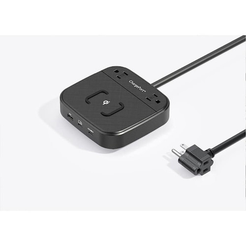 Chargeport PRO Charging Station, Wireless And Usb, Black, 8'