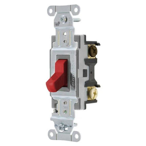 Hubbell 20 Amp Commercial Grade Toggle Switch, 3-Way, Red, Package Of 10