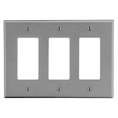 Hubbell 3-Gang Decorator Wall Plate, Gray, Package Of 10