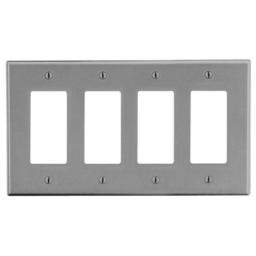 Hubbell 4-Gang Decorator Wall Plate, Gray, Package Of 10