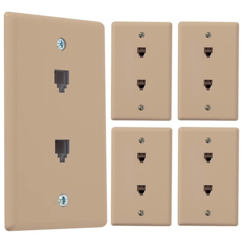 Newhouse Hardware 2-Port Telephone Jack Wall Plate, Ivory, Package Of 5