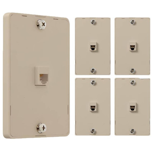 Newhouse Hardware 1-Port Telephone Jack, Rj11 Connection, White, Package Of 5
