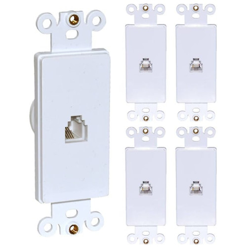 Newhouse Hardware Single Phone Jack Insert White, Package Of 5
