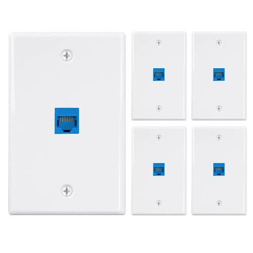 Newhouse Hardware Ethernet Wall Plate, White, Package Of 5