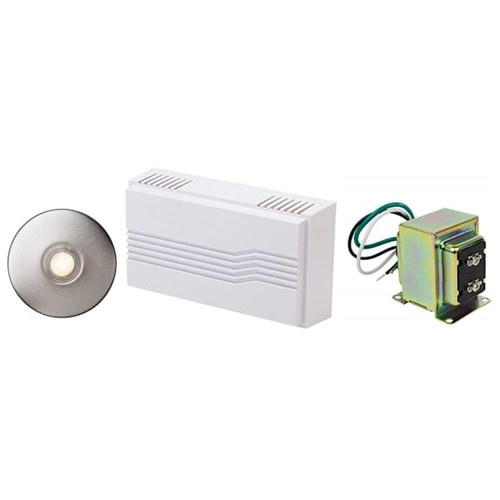 Newhouse Hardware 2-Note Doorbell Chime Kit, Round Satin Nickel Push Button