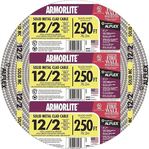 Southwire 250 Ft 12-Gauge/2-Gauge Solid Cu Mc Armorlite Cable