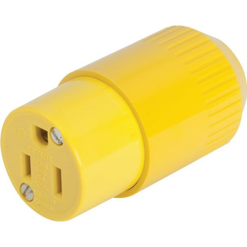 Hubbell 15 Amp 125 Vac Grounding Clamptite Female Connector (Yellow)