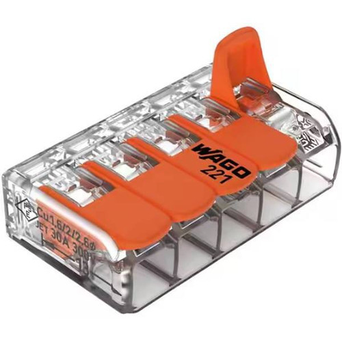 Wago Lever Nuts 5 Wire Conductor Compact Splicing Connectors, Package Of 25