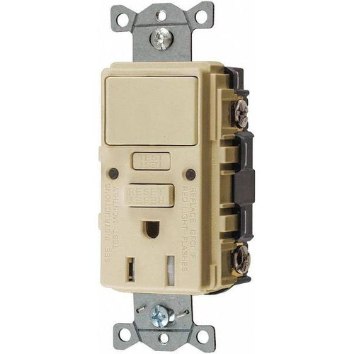 Hubbell 15 Amp 125 Volt Commercial Self-Test Gfci Receptacle W/ Single-Pole (Ivory)