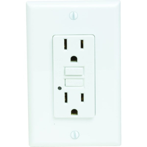 Maintenance Warehouse 15 Amp 125 Volt Self-Test Gfci Receptacle W/ Back And Side Wired (White)