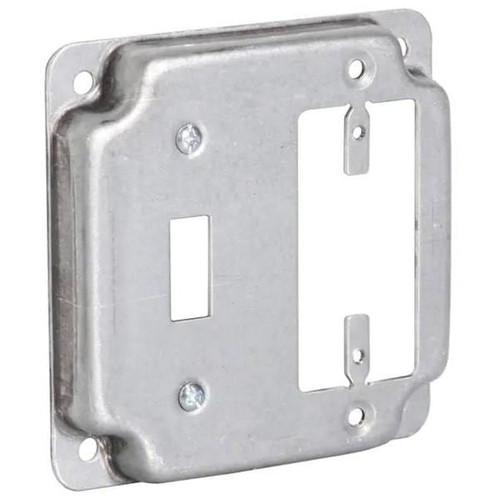 Raco 4" W Steel Metallic 2-Gang Exposed Work Square Cover For 1 Toggle Switch And 1 Gfci Outlet