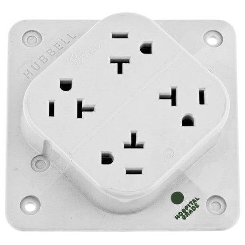 Hubbell Wiring 20 Amp 125-Volt 5-20r 4-Plex Hospital Grade Receptacle, White