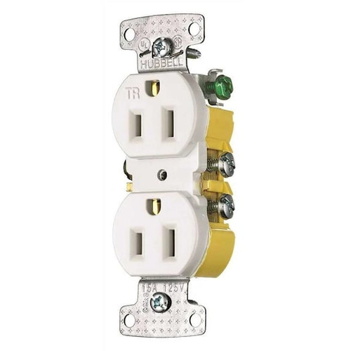 Hubbell Wiring 15 Amp Tamper Resistant Duplex Outlet, White