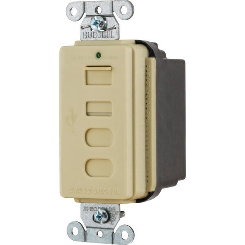 Hubbell 5 Amp 5 Volt Duplex Standard Outlet W/ Type A And Type C Usb Charger (Ivory)
