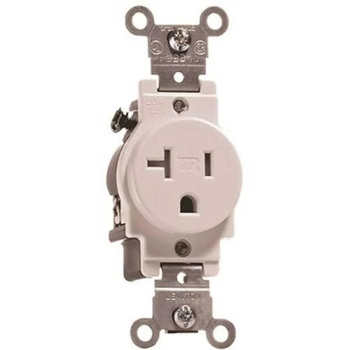 Leviton 20a 125v Nema 5-20r 2-Pole Commercial-Grade Tamper-Resistant Single Receptacle (Ivory)