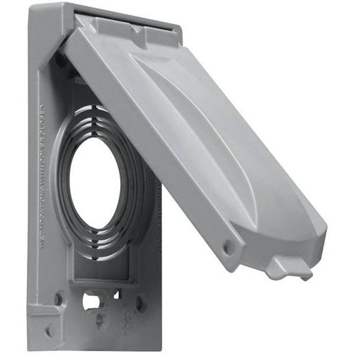 Bell N3r Aluminum 1-Gang, Twist Lock, Flip Electrical Outlet Cover, With Ufast 14-In-1 Configurations, Gray