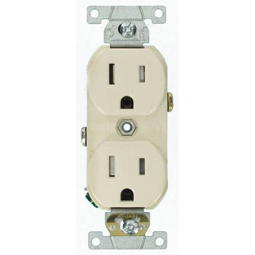 Leviton 15a Commercial-Grade Tamper-Resistant Side Wired Self-Grounding Duplex Outlet Light (Almond)