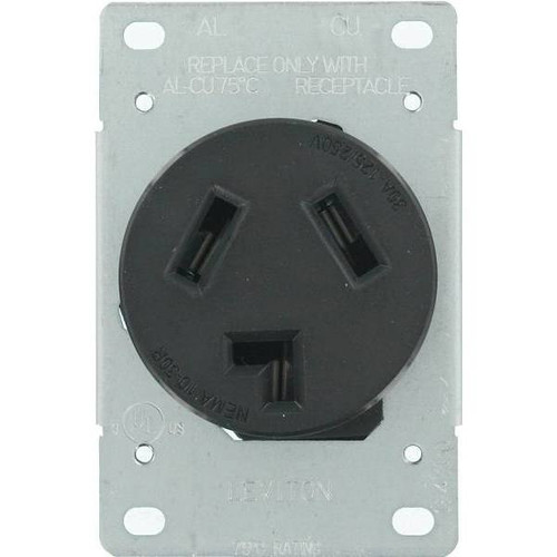 Leviton 30 Amp 125 V/250 V Black Shallow Single Flush Mounted Outlet