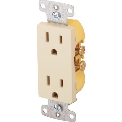 Hubbell 15 Amp 125 Volt 3-Wire Grounding Decorator Straight Blade Duplex Standard Outlet (Ivory)