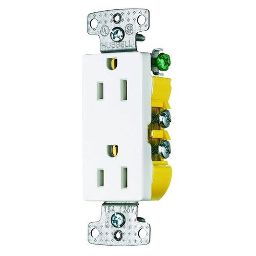 Hubbell 15 Amp 125 Volt 3-Wire Grounding Decorator Duplex Standard Outlet (White)
