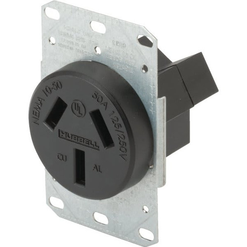 Hubbell 50 Amp 125/250 Volt Non-Grounding Duplex Standard Outlet (Black)