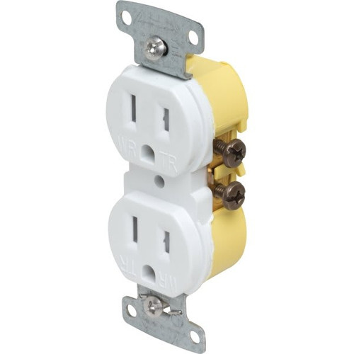 Hubbell 15 Amp 125 Volt Self-Grounding Residential Straight Blade Duplex Standard Outlet (White)