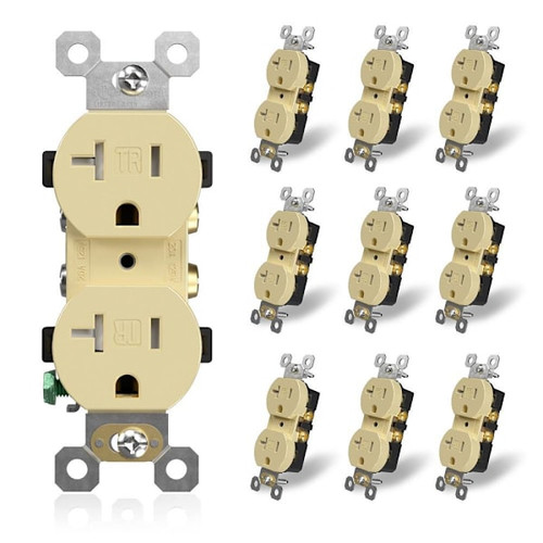 Maintenance Warehouse 20 Amp 125-Volt Tamper-Resistant Duplex Receptacle In Ivory 10-Pack