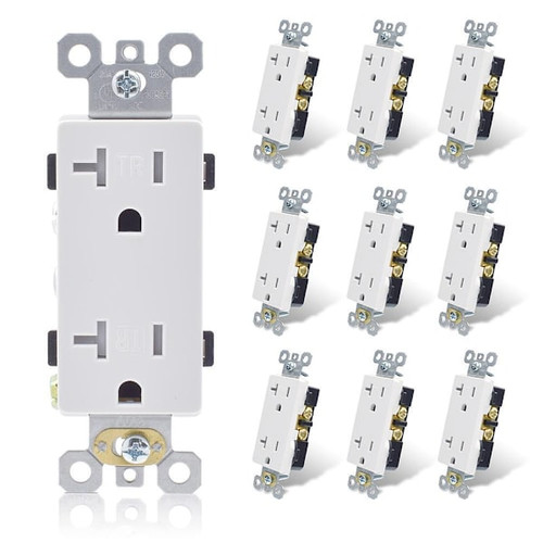 Maintenance Warehouse 20 Amp 125-Volt Tamper-Resistant Decorator Receptacle In White 10-Pack