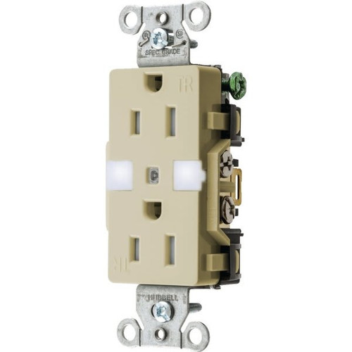 Hubbell 15 Amp 125 Volt Grounding Decorator Standard Outlet (Ivory)