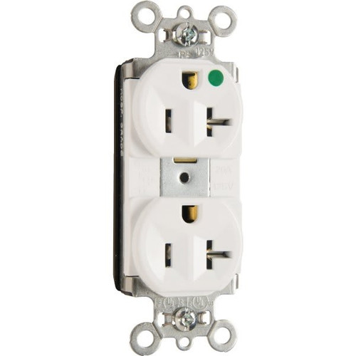 Legrand Plugtail 20 Amp 125 Volt Single Pole Hospital-Grade Duplex Standard Outlet (White)