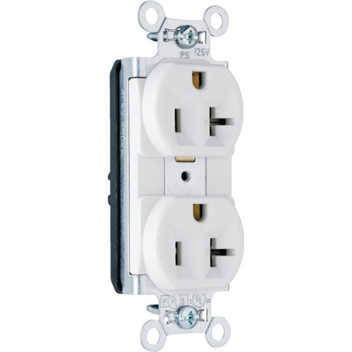 Legrand Plugtail 20 Amp Commercial Single Pole Duplex Standard Outlet (White)