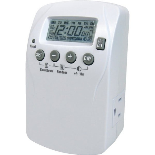 Prime Wire & Cable 2-Outlet Heavy Duty 7-Day Digital Indoor Timer w/16 Programs