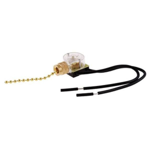 Hubbell Single Pole Pull Chain Canopy Switch 6a 125v, Brass
