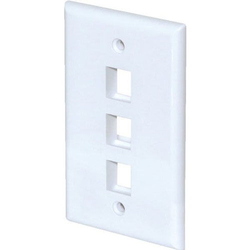 Adamax Quickport 3-Port Wall Plate, White, Package Of 5