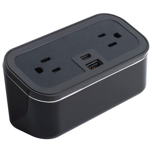 Brandstand Cubie Mini 2.0 Black - 2 Power Outlets And 1 Usb-A And 1 Usb-C Ports