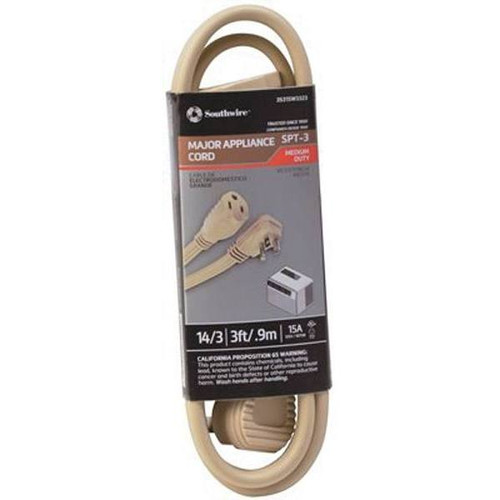 Southwire 3 Ft 14/3 Flat Appliance Extension Cord