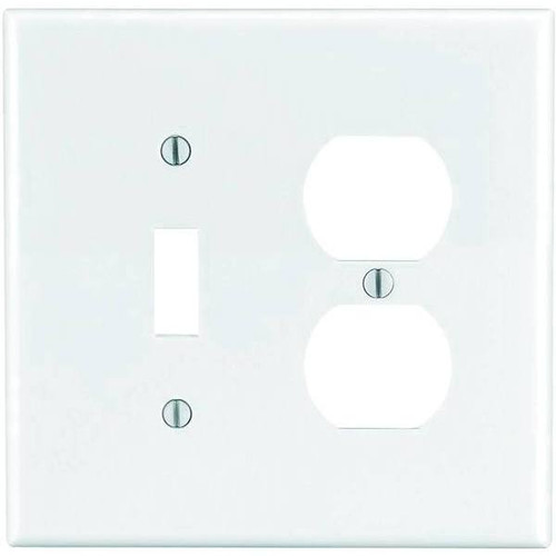 Leviton White 2-Gang 1-Toggle/1-Duplex Wall Plate 1-Pack
