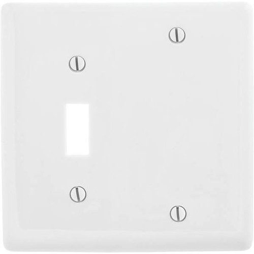 Hubbell 2-Gang White Medium Size Toggle And Blank Wall Plate