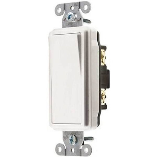 Hubbell Wiring 20a 3-Way Hubbell Specification Grade Decorator Rocker Switch Wht