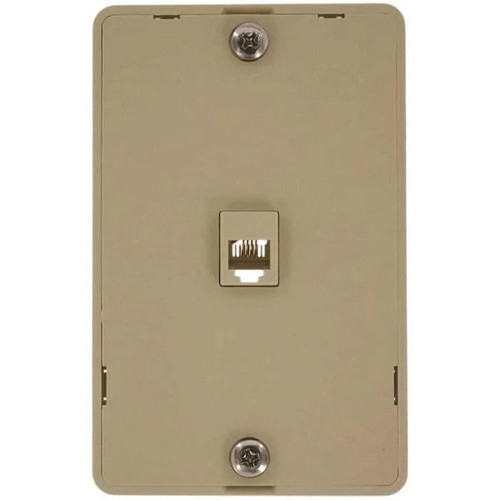 Leviton 6-Position 4-Conductor Screw Terminals Telephone Wall Jack, Ivory