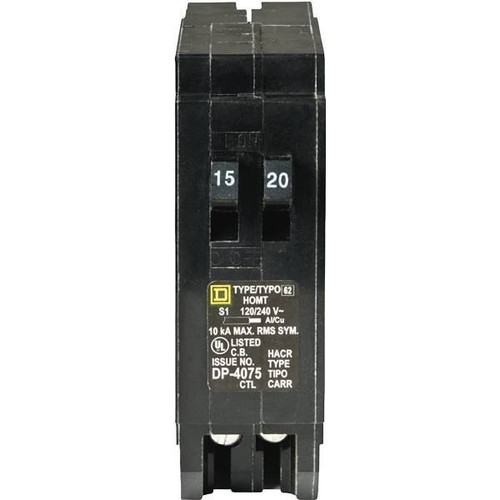 Square D Homeline 15 Amp 20 Amp Single-Pole Tandem Circuit Breaker