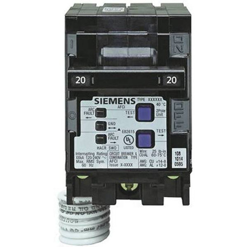 Siemens 20 Amp Double-Pole Combination Afci Circuit Breaker Type Qaf
