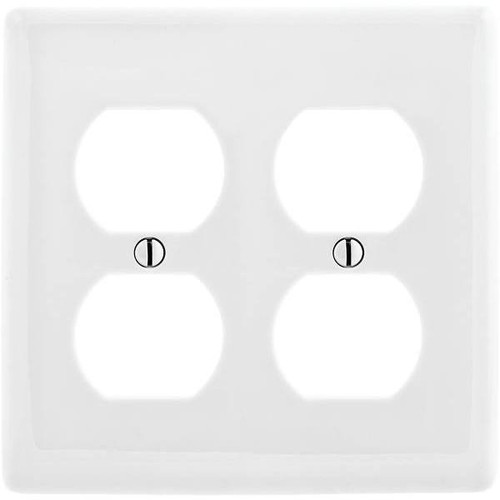 Hubbell 2-Gang Medium Size Duplex Wall Plate, White